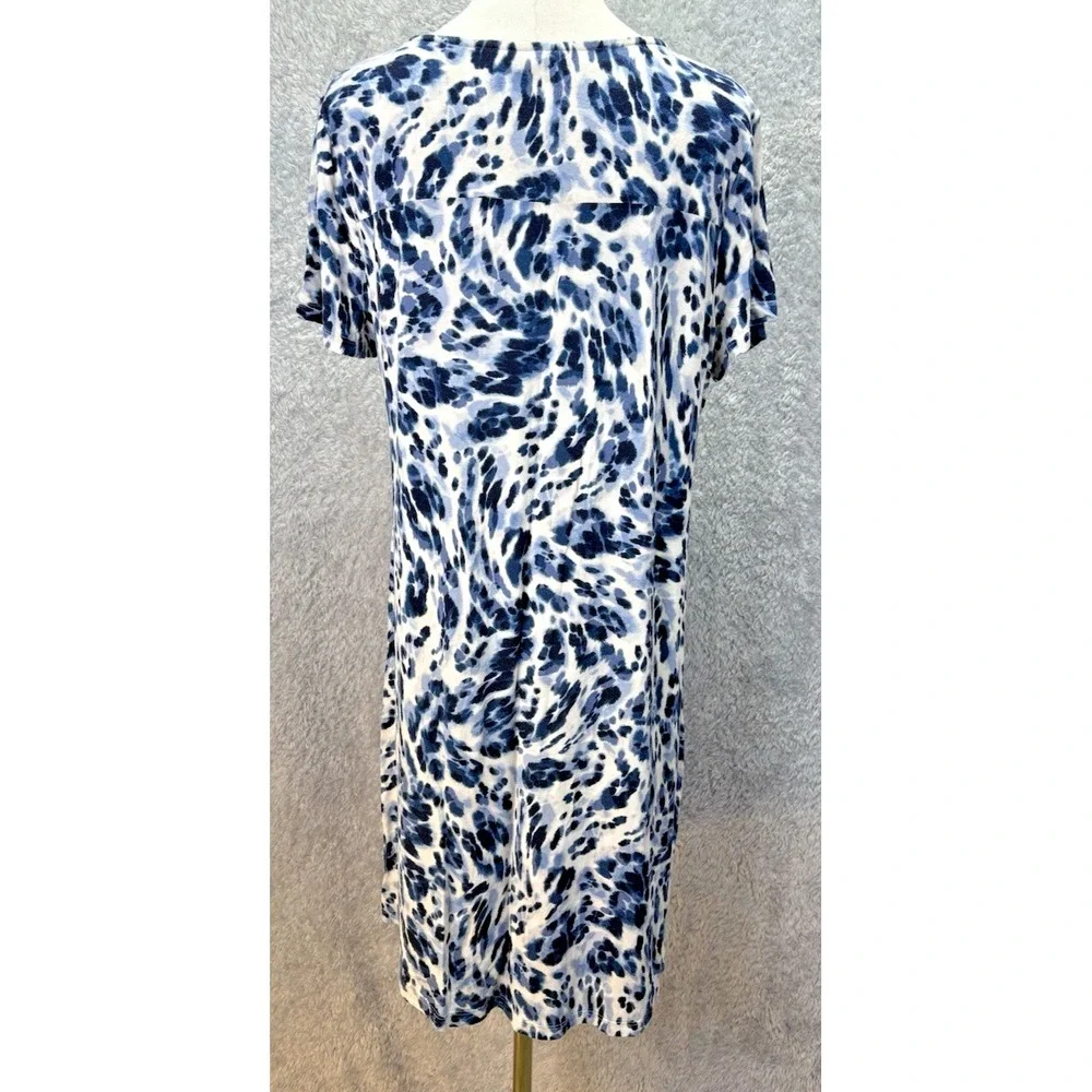 Soma Cool Nights Womens M Sleep Dress Blue Animal Print Short Sleeve Lounge